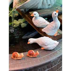 迷你小白鸭子动物摆件花园庭院盆栽鱼缸水景造景微景观假山装饰品