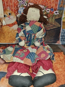 亏出海淘中古手作毛线头娃娃，带签名，鞋子包浆工艺，头发状况略