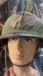 越战左右美军M1头盔一定 原漆原内衬 原盔罩 全部原装 完好