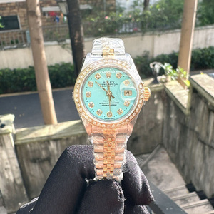 稀有蒂芙尼蓝面Rolex劳力士日志型系列69173镶钻机械手表女士正品