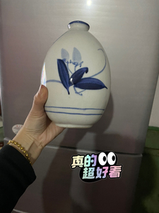 景德镇玉风窑青花摆件瓷器，16-9-4，高，底部直径，瓶口直