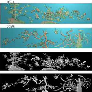 梅兰竹菊精雕图 百福罗汉床扶手  雕刻图素材 浮雕图灰度图源文件