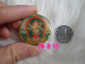 藏式像章佛牌胸章护身符挂件 白六臂玛哈嘎拉