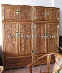 一文制木家具定做实木衣柜红木衣柜非洲黄花梨雕花顶箱柜大衣柜