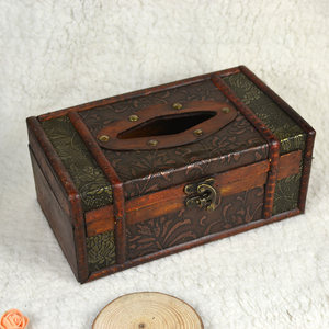 中式仿古董手工做旧木制复古纸巾盒 欧式复古烟灰缸 茶楼酒店用品
