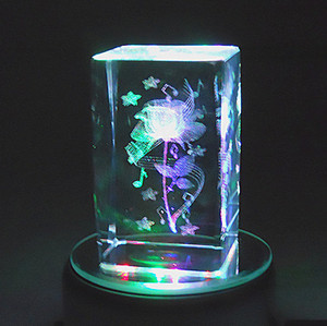 旋转发光3D内雕玫瑰天鹅特别水晶音乐盒八音盒 创意教师节礼物