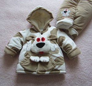 童装男宝宝套装棉衣冬装6-9月一周岁新生婴儿冬季加厚加绒2件套