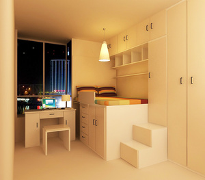 晨木定制复式整体组合家具儿童房低床衣柜床简约北欧风格小户型
