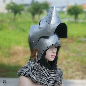 【猪面盔】锁子甲头盔板甲中世纪骑士内衬骑马与砍杀冷兵器摆件