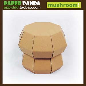 PAPER PANDA儿童蘑菇凳子幼儿园游戏家具DIY涂鸦纸玩具抢座位椅子
