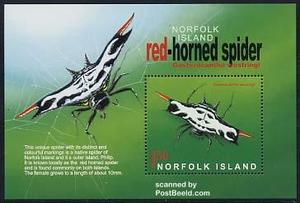诺福克 2004年发行 节肢动物 昆虫 红角蜘蛛 邮票小型张 MNH