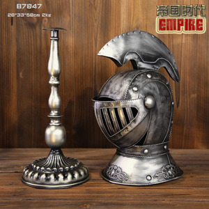复古欧式桌面摆设 古罗马盔甲武士头盔 原创个性铁艺仿古装饰品