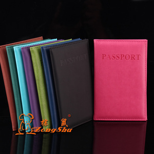 皮革PU护照套皮面英文护照本护照包壳中国护照夹定制LOGO公司广告