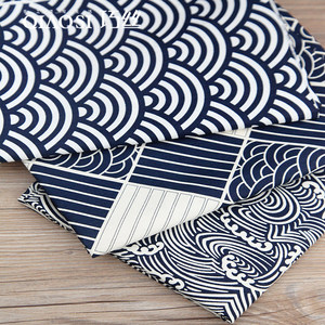青海波海浪三重奏！3款 日本和风 全棉印花斜纹棉布料
