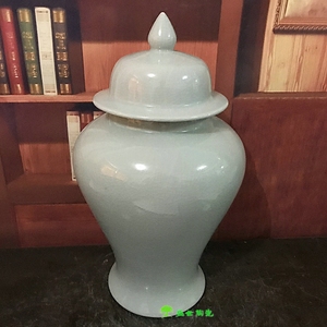 景德镇陶瓷器台面花瓶中式客厅家居饰品摆件摆设白色裂纹釉将军罐