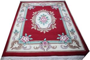 新疆和田手工羊毛地毯雕花欧式中式风卧室客厅茶几地毯Y34