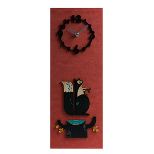 韩国进口挂钟简约现代家居装饰手绘3D棕色松鼠挂钟创意礼品壁钟