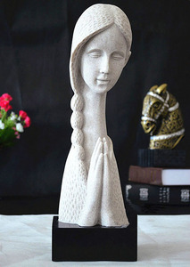 祈祷少女砂岩艺术品摆件欧式雕塑人物工艺品创意家居酒柜家装饰品
