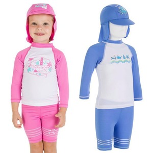 迪卡侬Tribord婴幼儿童宝宝沙滩泳衣防晒防沙长袖T恤短裤帽子套装