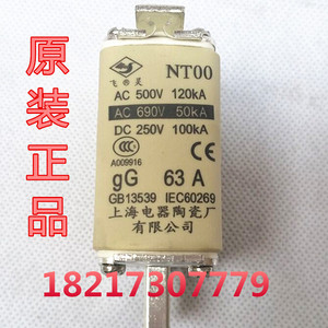 正宗原装飞灵熔断器NT00-63A 上海电器陶瓷厂AC500V 690V 250V