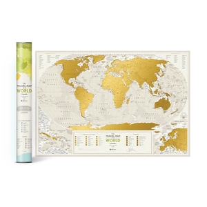 liveart 进口美国1DEA 刮刮乐金色复古世界地理图案装饰画海报