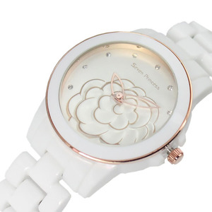 正品陶瓷带女表山茶花陶瓷系列手表 女士白色手表百搭时装表