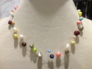 混彩珍珠项链 糖果色珍珠项链 满天星珍珠锁骨链 三层珍珠项链