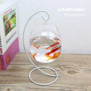 创意悬挂式玻璃花瓶鱼缸 透明玻璃手工造型鱼缸