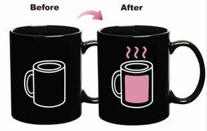 杯子电池变色杯神奇感温魔术欧式变色马克杯陶瓷杯咖啡杯礼物