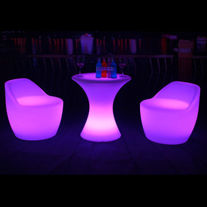 新款七彩LED发光家具咖啡厅桌子酒吧KTV卡座散台户外水吧椅子凳子
