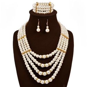 women necklace set  pearl jewelry 仿珍珠项链套装新娘饰品网红