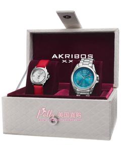 阿克波斯 Akribos XXIV 女款 红色 蓝色手表 两块装礼盒 特价现货