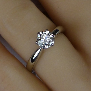 0.43克拉F色VS裸钻石纽约定制渐细六爪铂金结婚戒指钻戒正品 余款