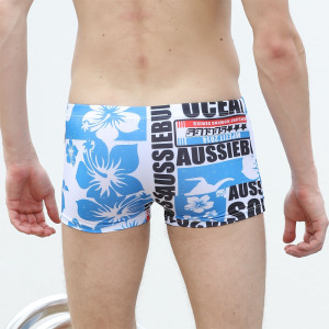 新款印花男人泳裤平角性感时尚冲浪塑身游泳衣沙滩裤温泉加肥速干