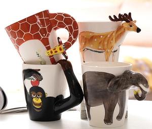 3D立体纯手绘陶瓷动物杯水杯牛奶咖啡杯 创意可爱萌物杯生日礼品