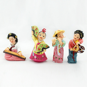 韩国传统农乐摆件树脂人偶/朝鲜族扇子鼓/韩服娃娃装饰品