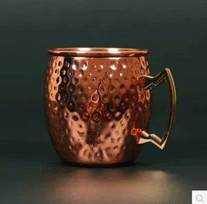外贸锤点铜杯莫斯科骡子杯 Moscow Mule鸡尾酒不锈钢镀铜杯咖啡杯