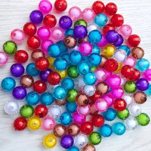 DIY手工串珠配件材料批发 塑料地球珠中珠 糖果色彩色珠子手链珠