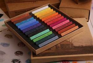 色粉笔36色48色高级粉彩棒粉画笔24色染色蜡笔棒可媲美染发棒