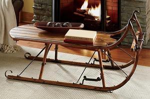 美式乡村实木LOFT个性雪橇茶几铁艺复古设计全水曲柳创意出口欧美
