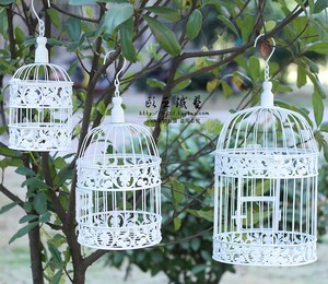 装饰鸟笼铁艺鸟笼装饰婚庆鸟笼道具拍摄道具鸟笼摆件白色小鸟笼