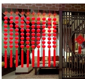 丝线小红灯笼串婚庆节日装饰春节植物房间挂饰连串红灯笼