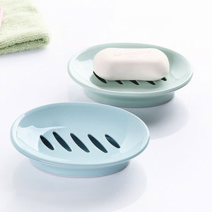创意椭圆形肥皂盒塑料简约双格沥水香皂盒浴室洗脸皂盒洗手间皂架