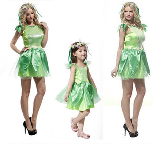 万圣节cosplay服装成人儿童绿色仙子精灵衣亲子装舞会扮演花演出