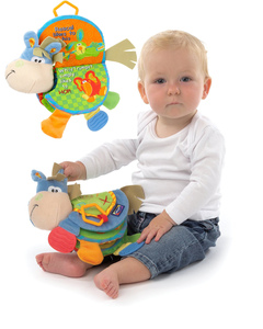 美国Playgro小驴牙胶动物布书多功能认知益智/响纸/BB器 婴儿玩具