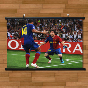 梅西阿根廷巴萨足球海报挂轴画有框画射门胜利酒吧海报墙画壁画