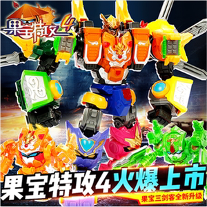 奥迪双钻果宝特攻3玩具4升级解锁变形合体机器人组合套装菠萝战宝