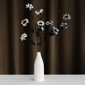 南笙 现代简约白色家居摆件陶瓷花瓶仿真花干花花艺插花花器