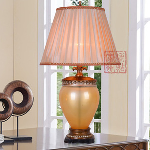 欧式新古典奢华金色玻璃台灯 美式复古客厅样板房卧室婚庆床头灯
