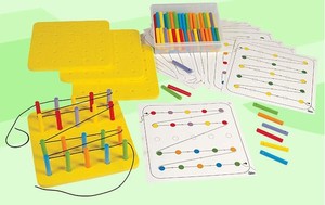 儿童智力桩板组合幼儿园早教玩具益智积木穿插树桩工作卡穿线玩具